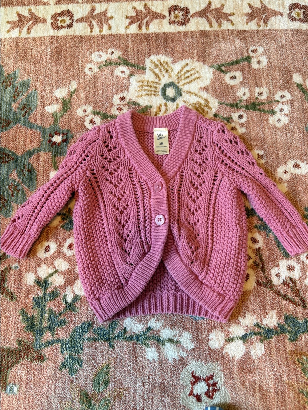 Baby Pink Knit Cardigan Sweater - Baby B’Gosh